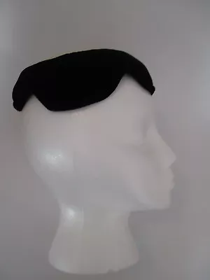 Vintage 1950's BETMAR Black Velvet & White PILL BOX HAT GREAT SHAPE • $29.99