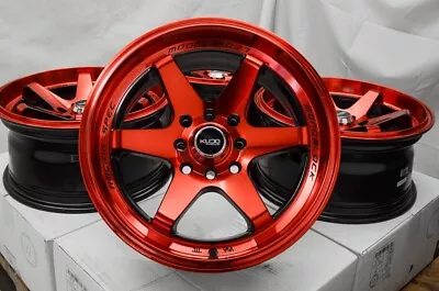 15x7 Wheels Rims Red Black Fit Cooper Miata MX5 Kia Rio Elantra Accent Civic • $659