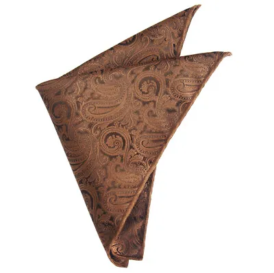Bronze Paisley Pocket Square Men's Handkerchief Copper • £3.99