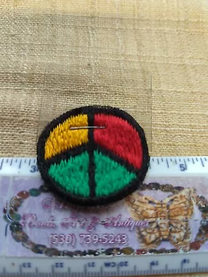 Hand Embroidered Peace Sign Rasta Hippie Mini Patch Fair Trade Nepal 1.75  Round • $4.50