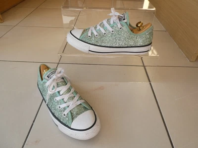 £8.50 • Buy *CONVERSE* Ladies ALL-STAR GLITTER LOW TOP TRAINERS Green Uk5 Eu38 GC Rrp£79