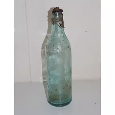 Vintage Clicquot Club Aqua Embossed Glass Bottle With Stopper • $20
