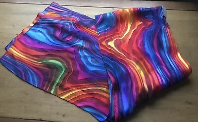 Vibrant Colors Rainbow Swirl Chicos Long Scarf 10  X 62  Burn Out Design Funky  • $40