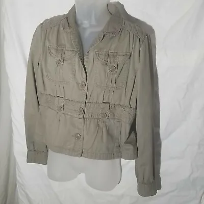 Mossimo XL. Olive Drab Green Cadet Jacket Button Front W Reinforced Shoulders • $14.97