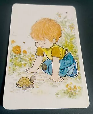 Genuine Vintage 1970s Sarah Kay Children's Blank Back Swap Card Boy Turtle • $4.65