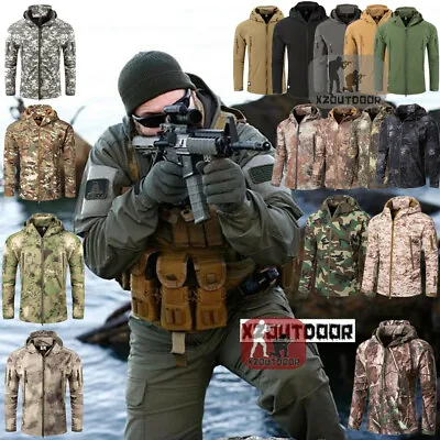 Men Outdoor Waterproof Fleece Jacket SharkSkin SoftShell Coat TAD Hoodie Hunting • $47.49