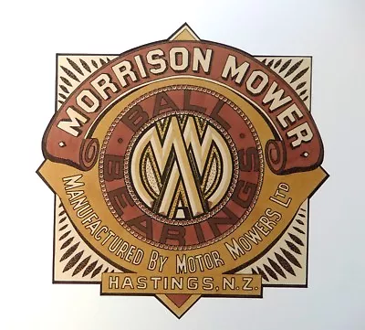 Morrison Hastings N.Z. Vintage Motor Mower Repro Catcher Decal • $12.50