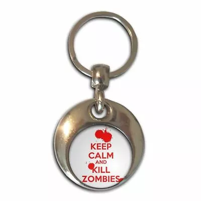 Keep Calm And Kill Zombies - Chrome Round Double Sided Key Ring New • £4.99