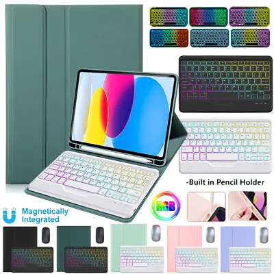 Backlit Keyboard Mouse Smart Case Cover For IPad 10th 9th 8th Gen Air 4 5 Pro 11 • £28.99