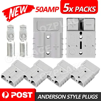 $7.95 • Buy 5 X Anderson Style Plug Connectors 50 AMP 12-24V 6AWG DC Power Tool AU