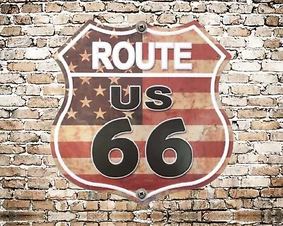 Route 66 American Highway Motorcycle Motorbike Biker Metal Plaque Tin Sign 937 • £4.99
