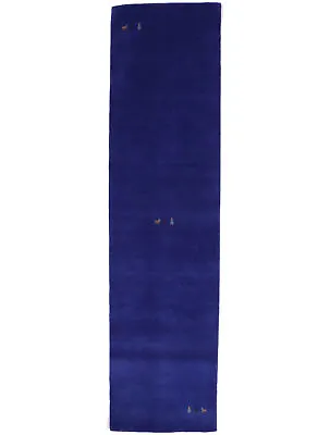 Contemporary Tribal Modern Gabbeh 3X12 Royal Blue Runner Rug Wool Hallway Carpet • $272.60