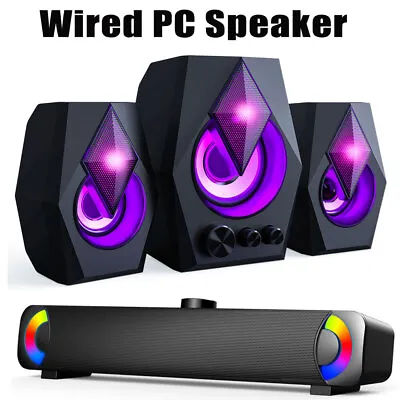Wired Sound Bar USB Stereo Speakers For PC Computer Tablets Laptop • £13.99
