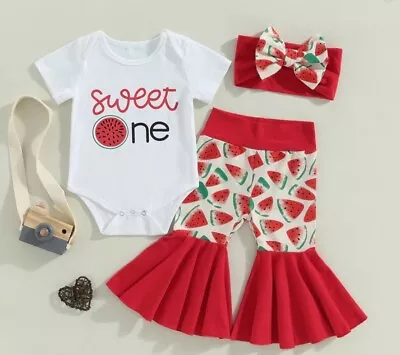 Baby Girl 1st Birthday Outfit  SWEET ONE  3pcs For Cakesmash With Flares • $45