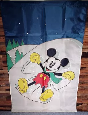 VTG Disney Mickey Mouse Christmas Holiday Snow Angel Garden Flag Large 28 X42 • $19.95