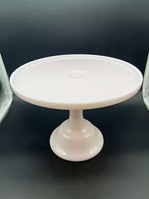 Mosser (?) Glass 10  Pedestal Cake Plate Stand Crown Tuscan Pink Milk Nice Cond! • $94.99