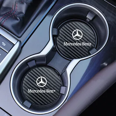2Pcs Carbon Fiber Texture Car Cup Holder Coaster Anti-slip Mat For Mercedes Benz • $12.99