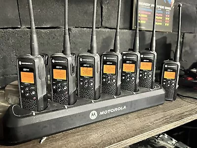 Set Of 7 Motorola DTR550 Digital Portable Two Way Radio - Black With Charger • $1450