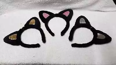 £3.99 • Buy Children's Kids Black Fur + Glitter Cat Ears Headband Alice Band