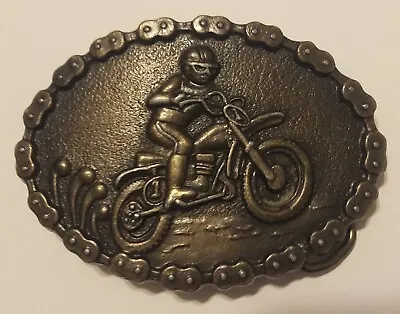 Dirt Bike Motorcycle Chain Brass  Biker Motocross Belt Buckle Vintage • $14.99