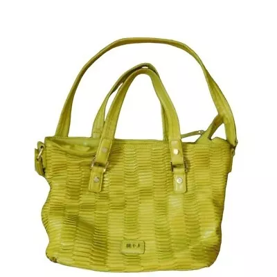 R+J   Faux Leather Ruched Fabric Crossbody Lime Unique Handbag Purse • $16.99