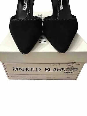 Manolo Blahnik Black Suede Stiletto Heels - Elegant & Sexy - Size 8. • $245