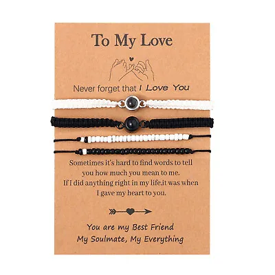 4Pcs Men Women I Love You 100 Languages Promise Matching Bracelets Couples Gifts • $11.96