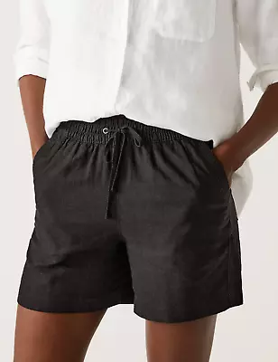 M&S Collection - UK 18 Linen Rich Shorts Black - BNWT • £12.50