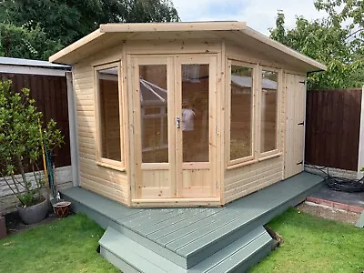 Corner Summerhouse & Shed H/Duty 12ft X 8ft FREE FITTING • £3200
