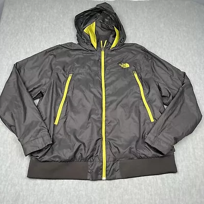 The North Face Jacket Mens XXL Gray Hooded Raincoat Windbreaker Full Zip • $29.95