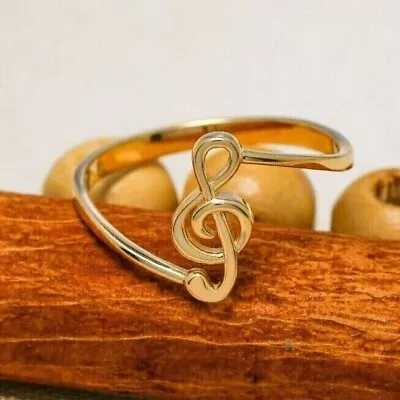 14K Solid Gold Treble Clef Ring Musical Note Ring Minimalist Ring • £47.75