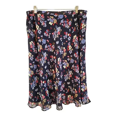 Jaclyn Smith Womens Size L Spring Floral Midi Skirt Blue/Multicolor Lined  • $12.71
