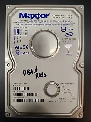 Maxtor DiamondMax Plus 9  200GB 3.5  Desktop IDE Hard Drive. Tested • $32.99