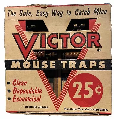 VICTOR 2 Pack VINTAGE Mouse Traps 25 Cent Box 1955 Animal Trap Co Lititz Pa D3 • $19.99