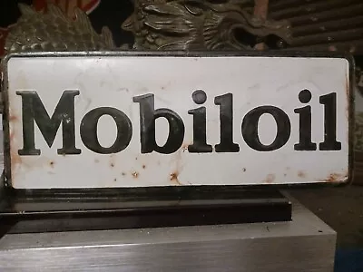 Vintage Mobil Mobiloil Gargoyle Porcelain Gas Pump Sign Mobilgas Advertising  • $185