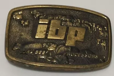 Vintage 1974 **ipb Iowa Beef Processors** Solid Brass Belt Buckle • $24.45