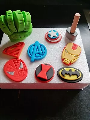 Handmade  9 Edible Superhero Avengers Marvel Unofficial  Birthday Topper Set • £8