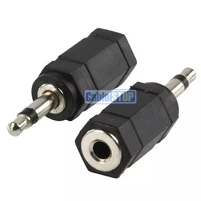 2 X 3.5 Mm STEREO To MONO Jack Adapter Connector Converter Plug Male To Female • £2.77