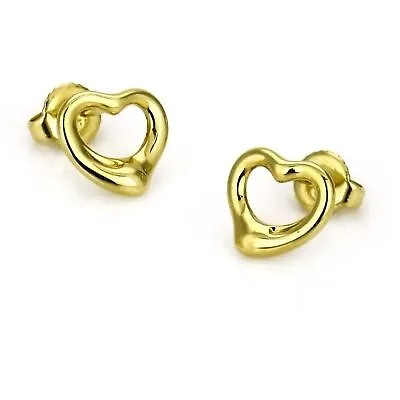Tiffany & Co. Elsa Peretti 11mm Open Heart Stud Earrings In 18k Yellow Gold • $950