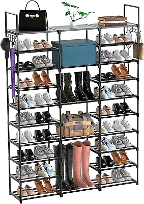 $184.98 • Buy 10 Tier 50 Pairs Large Shoe Rack Shoe Organizer,Tall Stackable Shoe Shelves Shoe