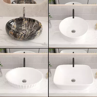 Modern Ceramic Bathroom Clockroom Countertop Sink Basin Hand Wash Bowl Waste Set • £48.95