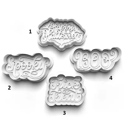 $10.37 • Buy Halloween Writing Text Cookie Cutter Embosser Stamp Fondant Set With Handle