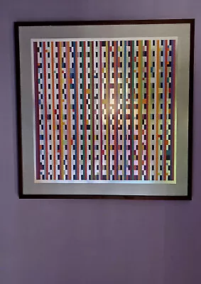 YAACOV AGAM Serigraph On Metallic Silver Paper Geometric Abstract Kinetic Ltd Ed • $1200