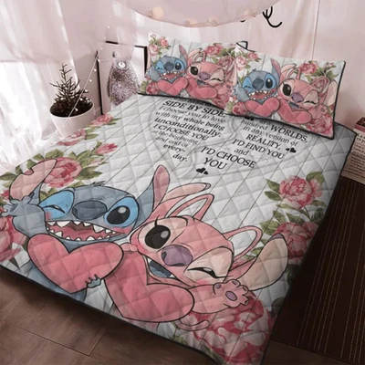 $73.14 • Buy Stitch Lilo Couple I Choose You To Do Life With Hand In Hand Quilt Bed Set Best
