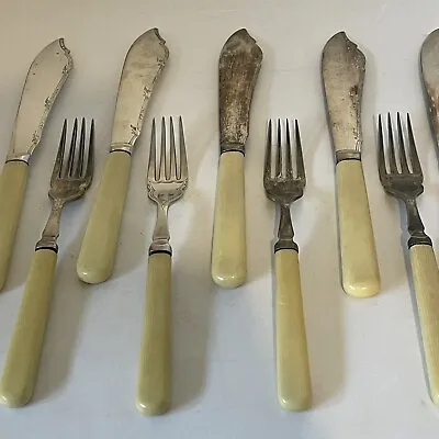 Vintage Mappin & Webb Fish Knife And Fork Set 6 Place Setting Mappin Plate • £19.99