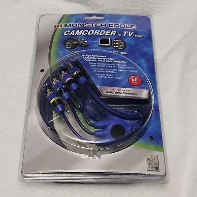 MONSTER CABLE Camcorder To TV/VCR 24K Mini Jack To RCA Audio/Video 6 Ft NEW • $9.99