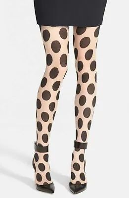 Hue Cream And Black Polka Dot Tights W/ Control Top Size L/XL • $7.99