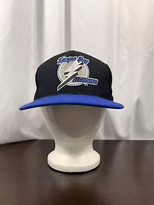 Vintage Tampa Bay Lightning Wool Starter Snapback Hat OSFA 90s NHL Two Tone • $45