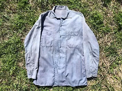 Vintage Distressed 1940s US Navy Chambray Work Shirt Size Medium • $100