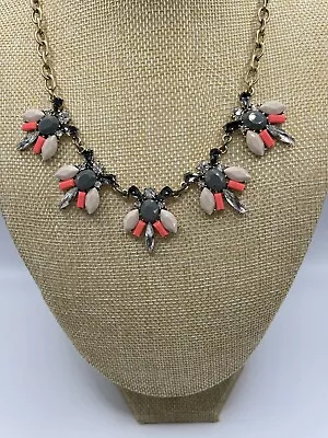 J Crew Necklace Coral Gray & Tan Chunky And Beautiful • $15